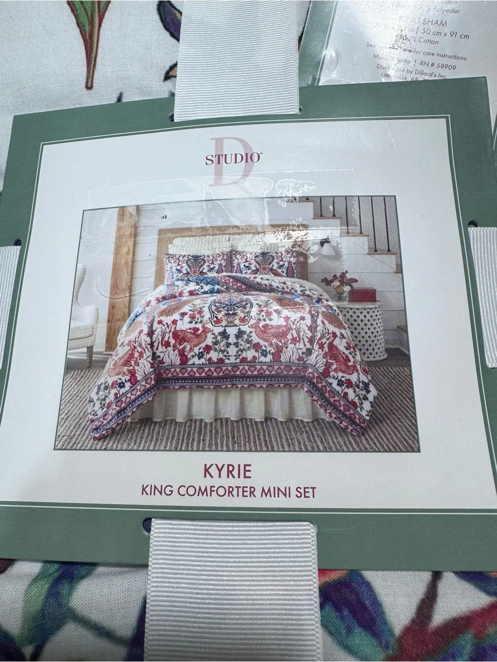 NWT Studio D UMA King Comforter Set 3 Pc Bird Floral Print Cotton King Bedding